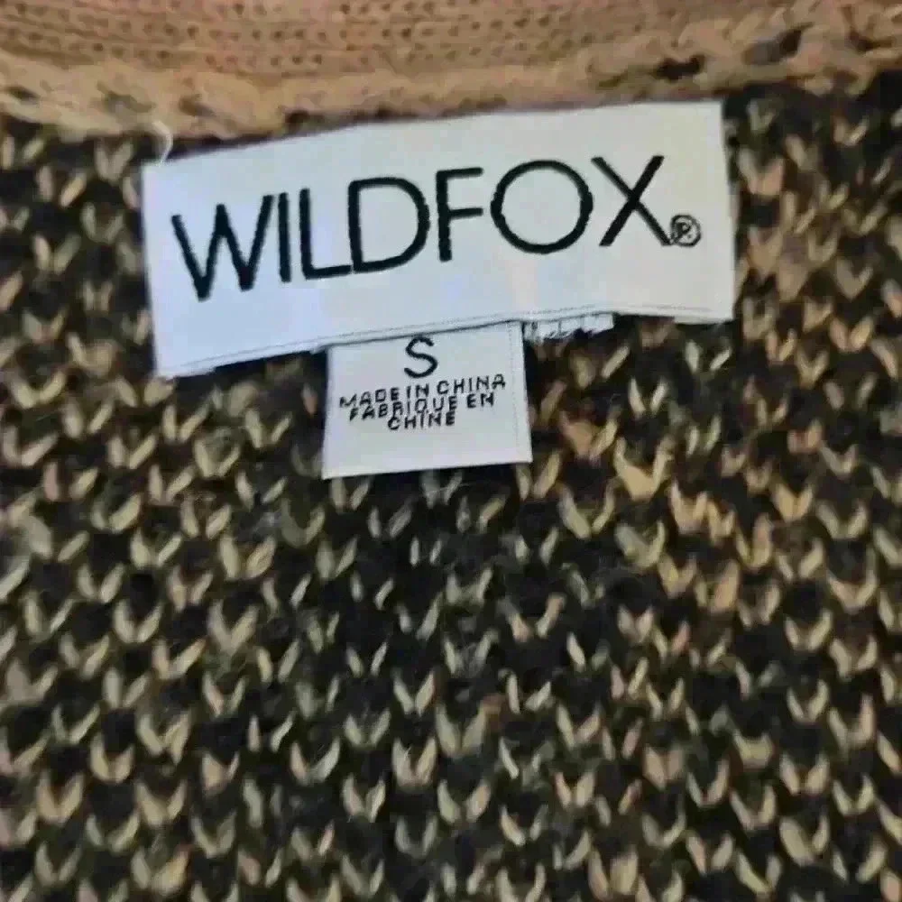 Wildfox Womens Tan Roar Tilly Leopard Print Slouchy Soft Cardigan Sweater S